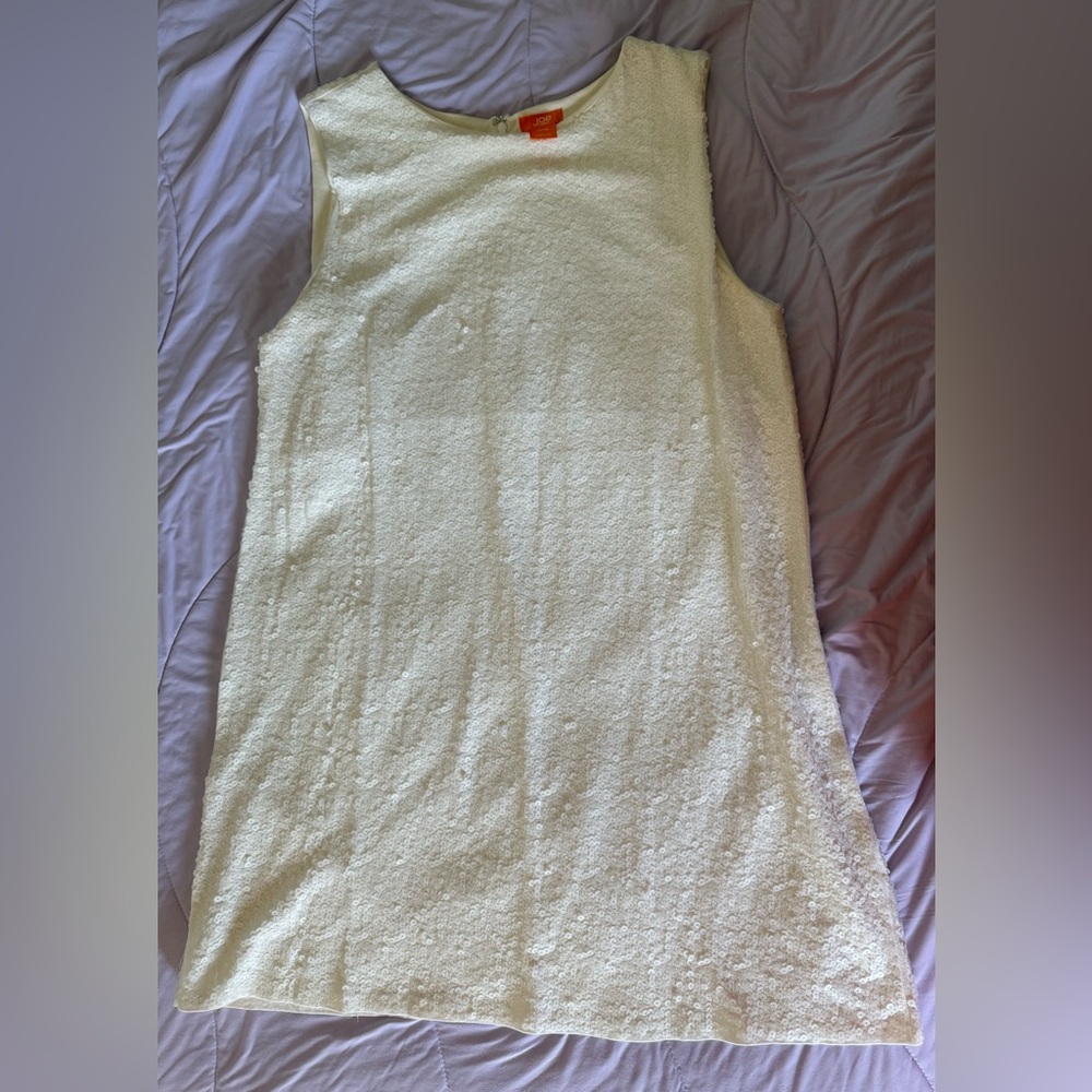 Joe Fresh Matte White Sequin Shift Dress